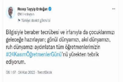 Cumhurbaşkanı Erdoğan’dan ’Öğretmenler Günü’ mesajı