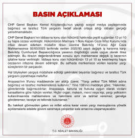 Adalet Bakanlığı: Kılıçdaroğlu'nun iddiaları gerçeği yansıtmamaktadır