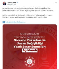 Adalet Bakanlığı 'görevde yükselme' sınav sonuçları açıklandı