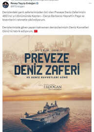 Cumhurbaşkanı Erdoğan, 'Preveze Deniz Zaferi'nin yıl dönümünü kutladı