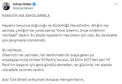 Milletvekili Beker, İYİ Parti'den istifa etti