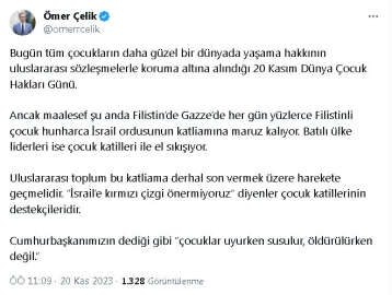 Çelik: Uluslararası toplum, çocuk katliamına son vermek üzere harekete geçmelidir