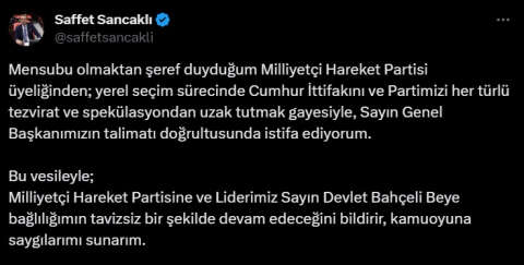 MHP'de Saffet Sancaklı'nın istifası istendi (2)