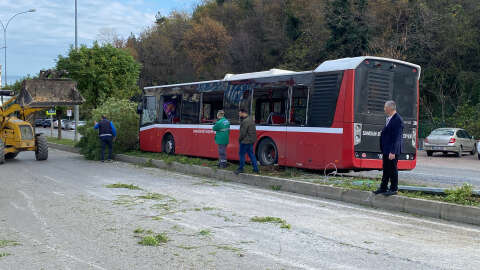 Samsun'da otobüs, direk ile ağaca çarptı; 2 yaralı